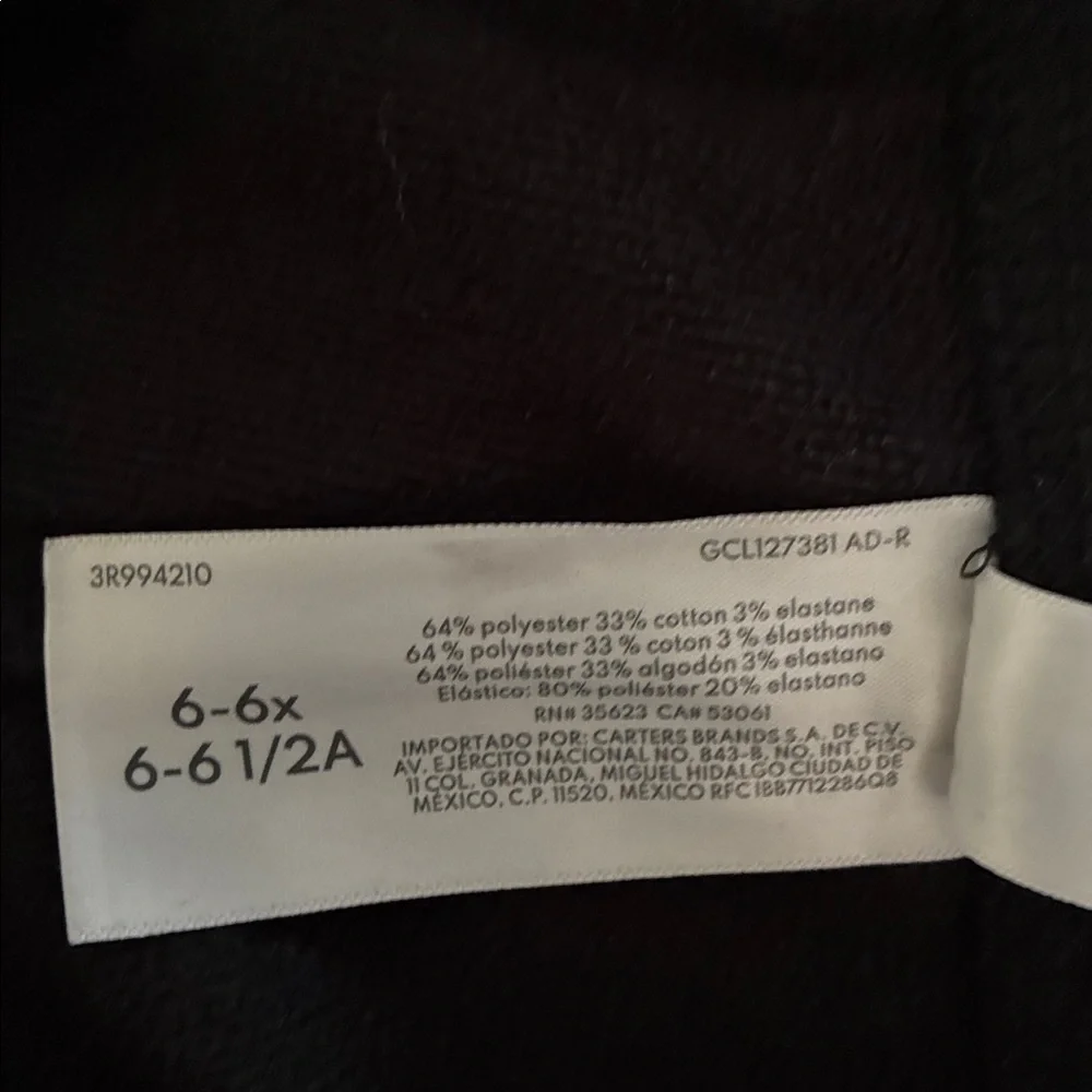 Carter's Black Fleece Leggings Set Sz 6/6X